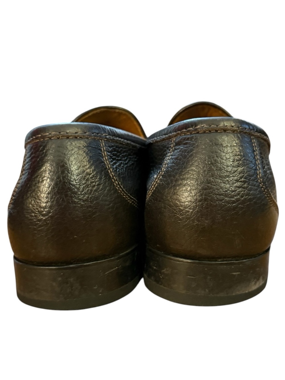Martin Dingman Dark Brown Pebbled Leather Horse Bit Loafers 9M Brazil 52015M - Picture 9 of 15